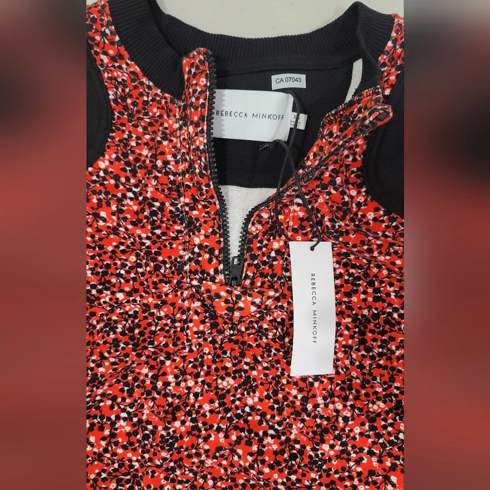 Rebecca Minkoff Sara Floral Print French Cottonterry Cropped Sweatshirt - Picture 4 of 7